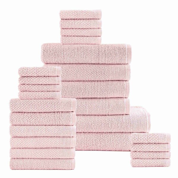 Dan River 24 Piece Popcorn Cotton Bath Towel Set - Rose 4925ROS24PC